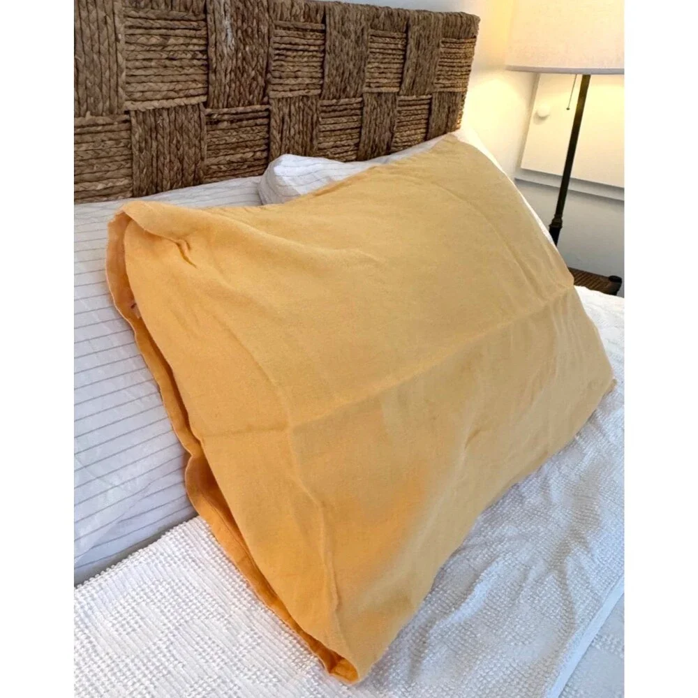 100% Linen Queen Pillowcase Golden Yellow 22x29